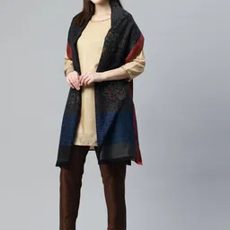 SWI Stylish Floral Woven Design Pure Wool Shawl-picture-9