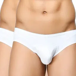 BASIICS by La Intimo White Comfort Fit Solid Briefs (Pack of 2)-picture-44