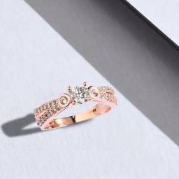 Fida Luxurious Rose Rosegold-Plated American Diamond Ring for Women-image-15