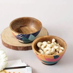 Aapno Rajasthan Multicolor Wood Serving Bowl - Set of 2-37