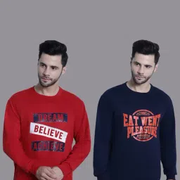 Vimal Jonney Red & Navy Regular Fit Printed Sweatshirt - Pack of 2-image-85