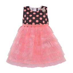 Wish Karo Girls Peach-Coloured Printed Fit and Flare Dress-picture-17