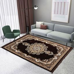 Kuber Industries Cream-Coloured Ethnic Motifs Reversible Velvet Carpet-30