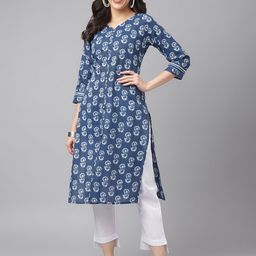 Asparsh Women Floral Printed Daily Cotton Straight Kurta-image-91