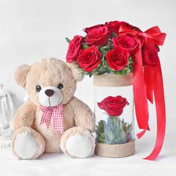 Bouquet of Enchanting Roses with Teddy-image-72