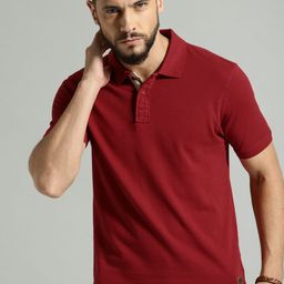 Roadster Men Red Polo Collar Cotton T-shirt-image-73