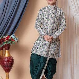 NFC CREATION Boys Ethnic Motifs Embroidered Regular Sequinned Dupion Silk Kurta with Dhoti Pants-55