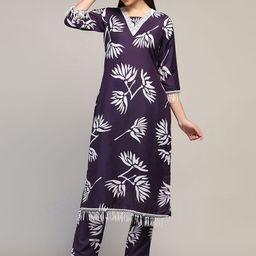 Moda Rapido Women Floral Printed Regular Kurta with Trousers-image-9
