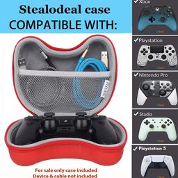 Stealodeal Universal Travel PU Black & FLCCASE Red Game Controller Carrying Case Gaming Accessory Case PS3, PS4, PS5 (Combo of 2) image 2