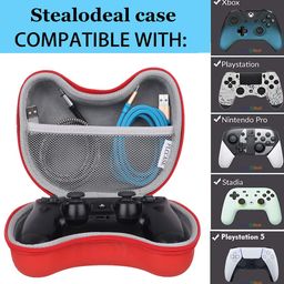 Stealodeal Universal Travel PU Red Game Controller Carrying FLCCase Gaming Accessory Case (PS3, PS4, PS5) image 2