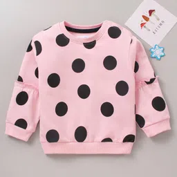 Kookie Kids Full Sleeves Sweatshirt Polka Dot Print - Pink-picture-24