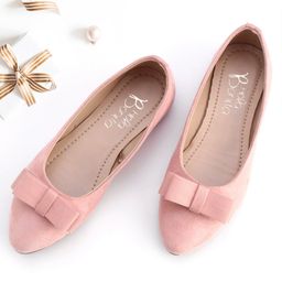 Hola Bonita Slip On Solid Bellies With Bow Applique- Pink-image-28