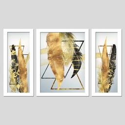 Wens Set Of 3  Modern Creative Feather Design Wall Art Painting  White-image-94