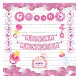Untumble Baby Girl Cradle Ceremony Paper Fans Kit Pink -  Pack of 54-image-35