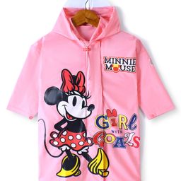 Babyhug Full Sleeve Calf Length Raincoat Minnie Print - Pink-image-88
