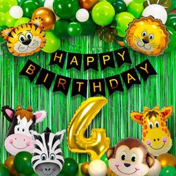 Bubble Trouble Fourth Birthday Decoration Items For Boys Jungle Theme - 52 Pcs-image-27
