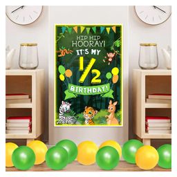 Zyozi Jungle Theme Half Birthday Sign Door Board  Wall Decorations Board- Green-image-38