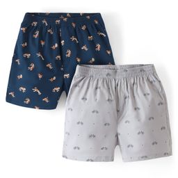 Pine Kids 100% Cotton Woven Boxers With Chitah & Cycle Print Pack Of 2 (Colour May Vary)-image-4