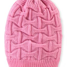 Pine Kids Knitted Cable Knit Design Woolen Cap Pink - Diameter 13.5 cm-image-55