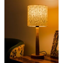 Green Girgit Wooden Brown Lamp with Animal Print Shade-27