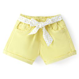 Babyhug Twill Woven Mid Thigh Solid Colour Stretchable Shorts - Yellow-image-99
