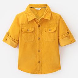 INFINITY Cotton Woven Full Sleeves  Ribbed Shirt - Yellow-image-29