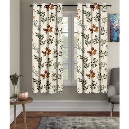 RRC Microfiber Cotton Window Curtains for Bedroom/ Living Room Set of 2 Curtains - Cream-21