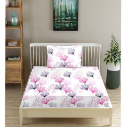 Trance Home Linen Pure Cotton Flat Single Bedsheet with 1 Pillow Cover- Paradise Pink-image-74