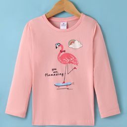 Ollypop Sinker Knit Full Sleeves T-Shirt With Flamingo Print - Pink-image-92