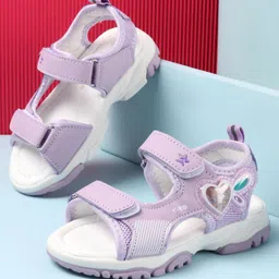 Cute Walk by Babyhug Casual Sandals with Velcro Closure & Heart Applique - Purple-picture-44