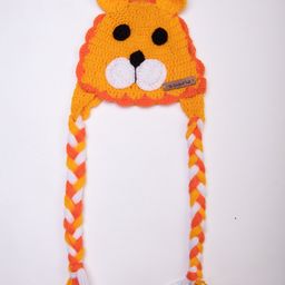 The Original Knit Handmade Lion Face Embroidered Cap - Yellow & Orange-image-73