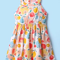Kookie Kids Cotton Woven Sleeveless Halter Neck Dress With Floral Print - Multicolor-picture-20