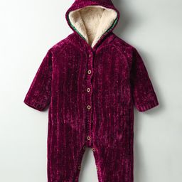 Yellow Apple Knit Full Sleeves Hooded Front Open Winter Wear Romper - Maroon-image-88