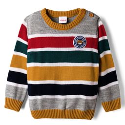 Babyhug Knit Full Sleeves Pullover Sweater with Stripes - Multicolor-picture-43