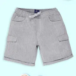 Kiddopanti Denim Solid Cargo Shorts - Grey-picture-9