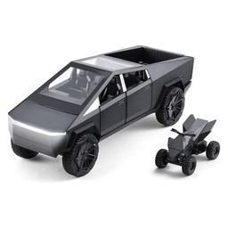 1:32 CYBERTRUCK Diecast Metal Pullback Toy car with Openable Doors, lights And sound music [Colors as Per Stock]-image-45