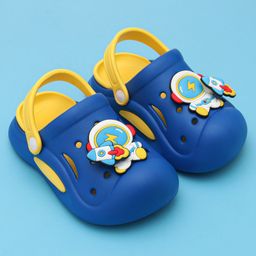 Oh! Pair Slip On Back Strap Closure Clogs with Rocket Applique  - Blue image 2