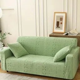 Lukzer Green Printed Polyester 1 Piece Sofa Cover With Arms-image-99
