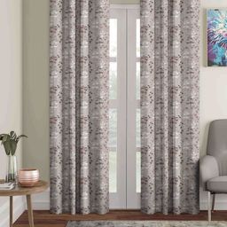 Aura Coffee Brown & Taupe 2 Pieces Floral Printed Room Darkening Door Curtains-image-100