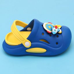 Oh! Pair Slip On Back Strap Closure Clogs with Rocket Applique  - Blue image 4