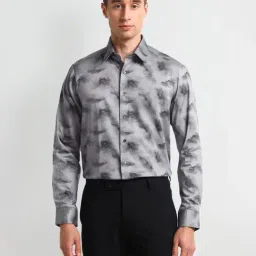 Arrow Grey Cotton Slim Fit Printed Shirt-picture-24