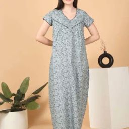 Sweet Dreams Grey Printed Nighty-image-55