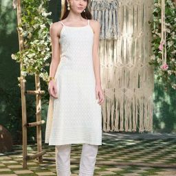 Stylum White Embroidered Kurtas-image-23