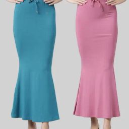 TWIN BIRDS Blue & Pink Plain Saree Shapewear - Pack Of 2-image-44