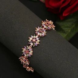 YouBella Women Gold-Plated Purple Crystals Studded -Style Classic Bracelet-image-31