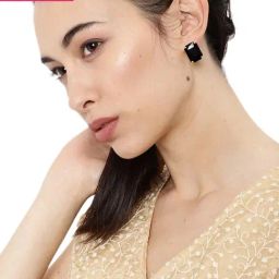 Zaveri Pearls Black Alloy Stud Earrings-26