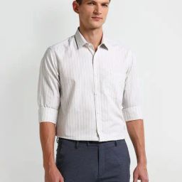 Arrow Brown Cotton Regular fit Stripes Shirt-picture-40