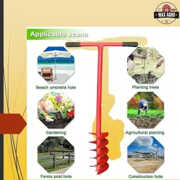 REDBUILD 4 inch Red Manual Earth Auger Hole Digger/Post Hole Digger with Long Blade image 4
