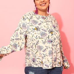 CURVY STREET Plus Size Floral Printed Top-image-76
