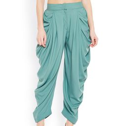 Bitterlime Teal Blue Solid Dhoti Pants-image-60